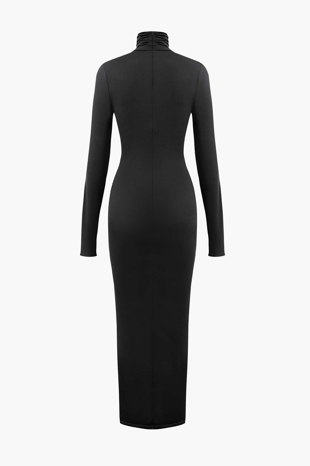 Wrap Ruched High Neck Long Sleeve Maxi Dress Dreamardi