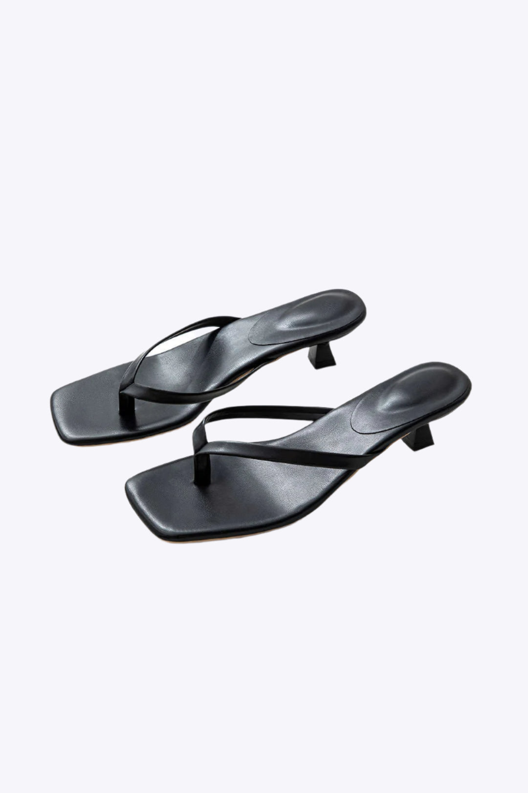 Basic Square Toe Thong Heeled Sandals Dreamardi