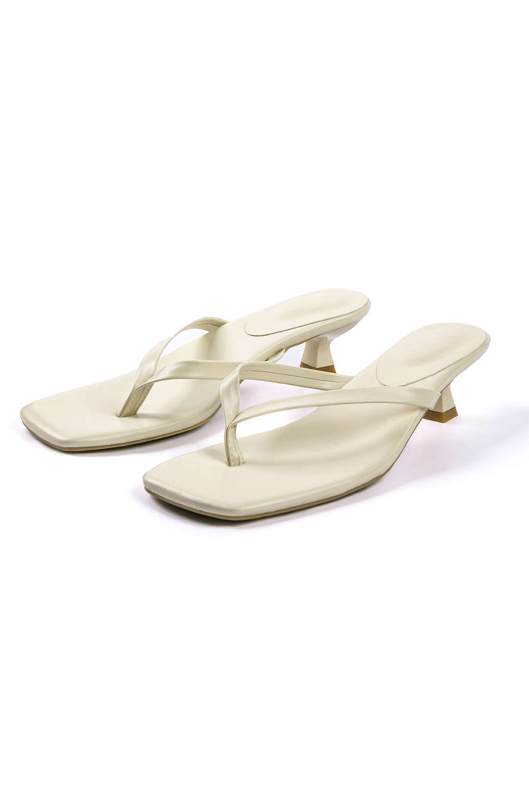 Basic Square Toe Thong Heeled Sandals Dreamardi
