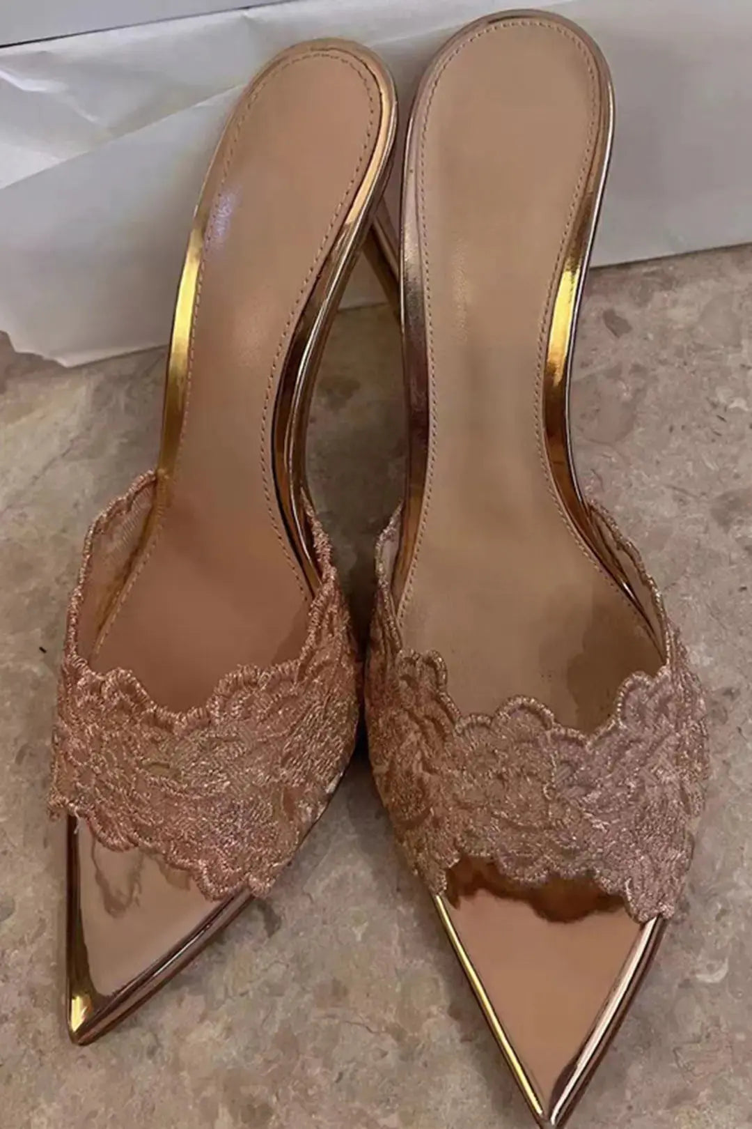 Ophelie - Stylish Pointed Lace Woman's Heels Dreamardi