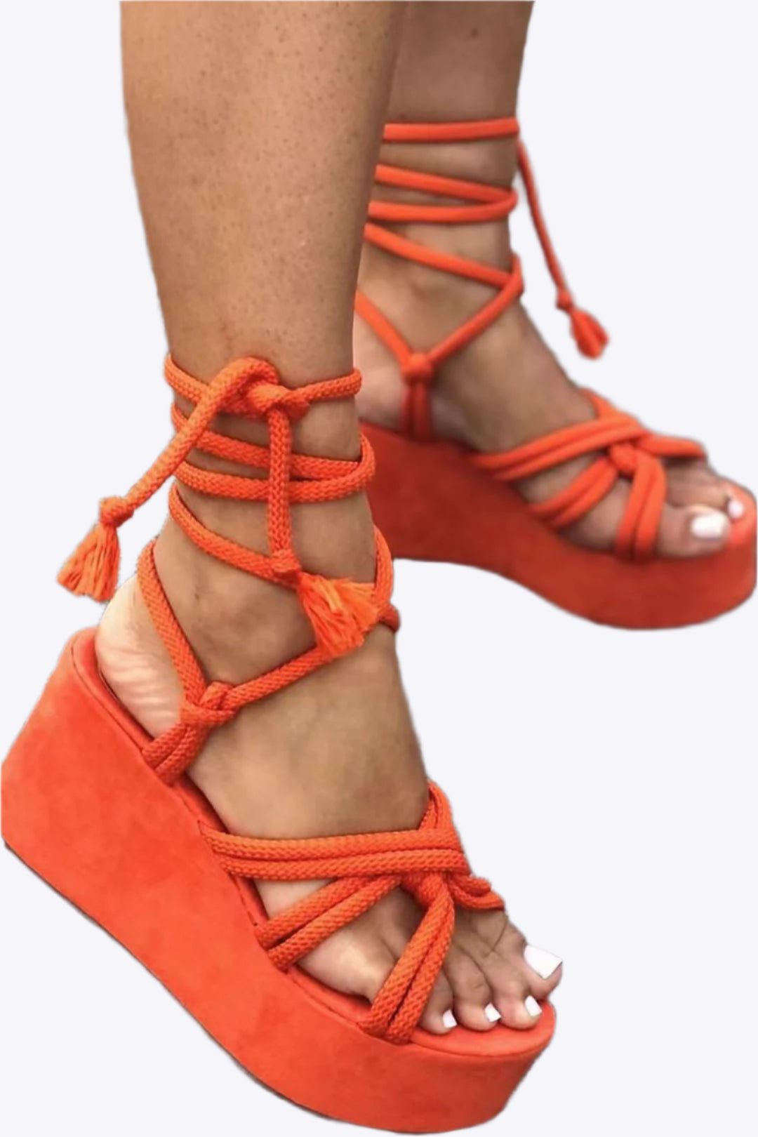 Tie-Up Open Toe Platform Flats Sandals Dreamardi