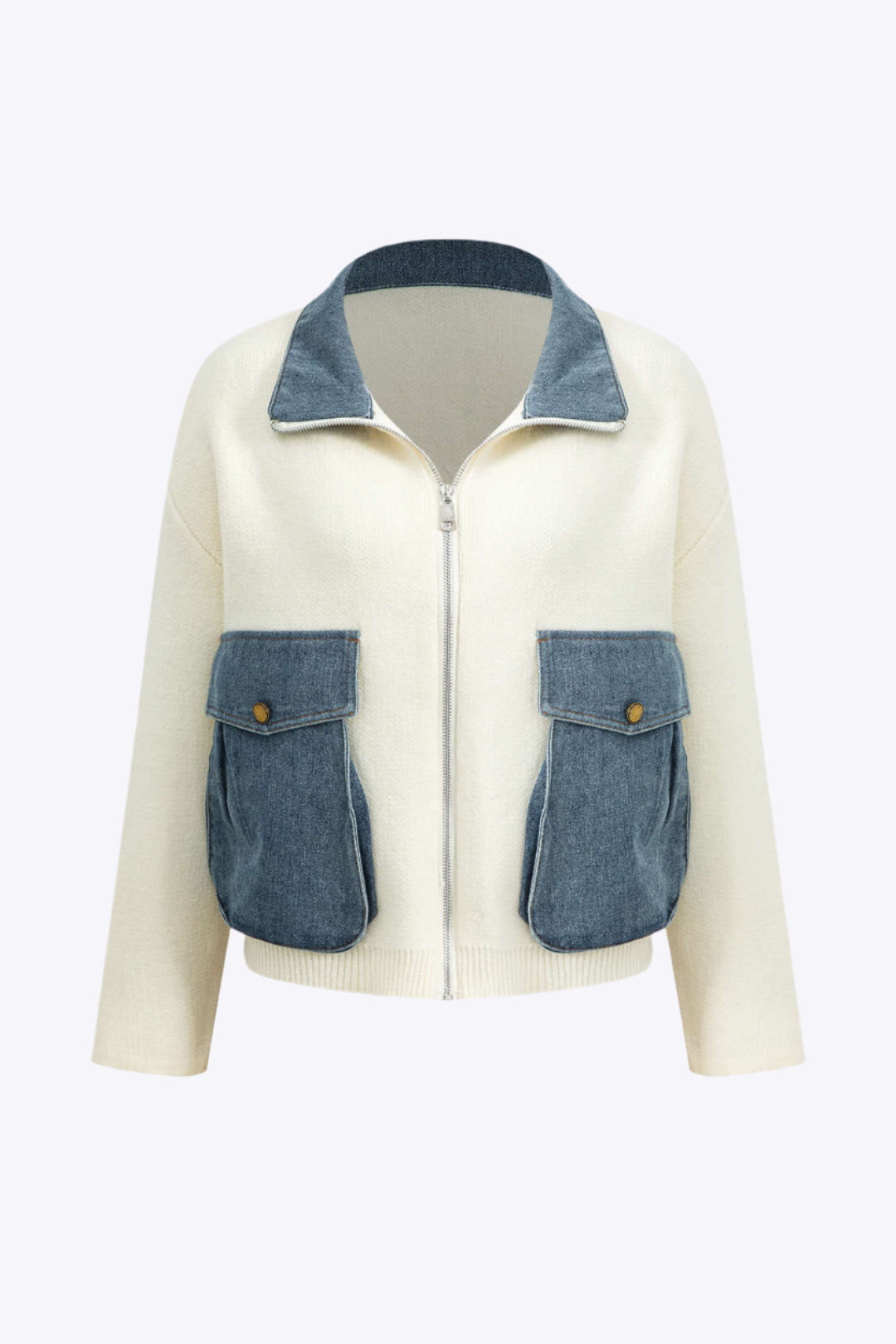 Denim Patchwork Pocket Sweater Cardigan Dreamardi