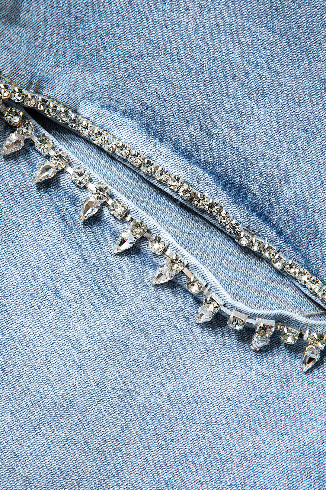Rhinestone Embellished Cut Out Straight Leg Jeans Dreamardi