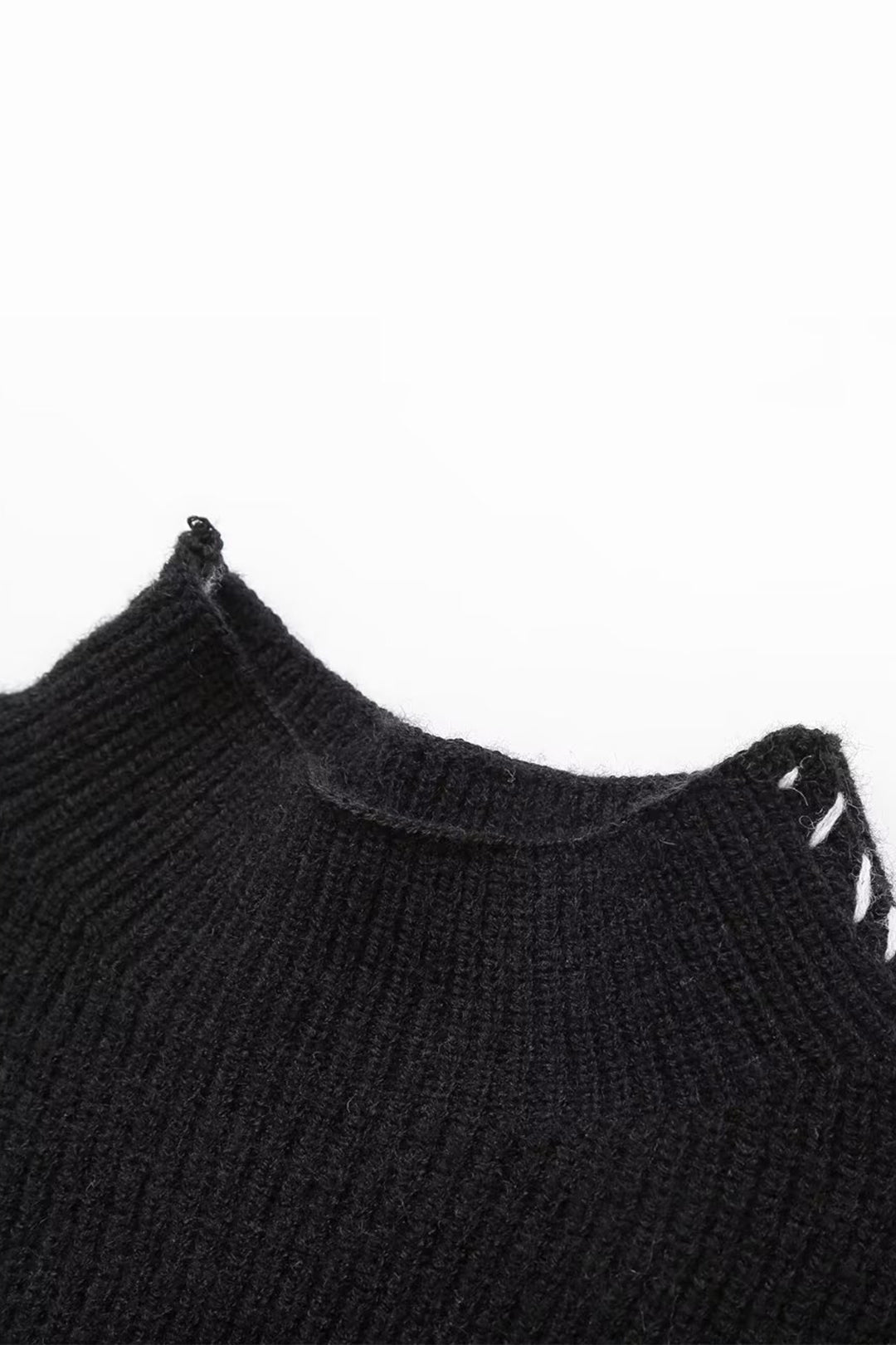 Contrast Whipstitching Turtleneck Long Sleeve Sweater Dreamardi