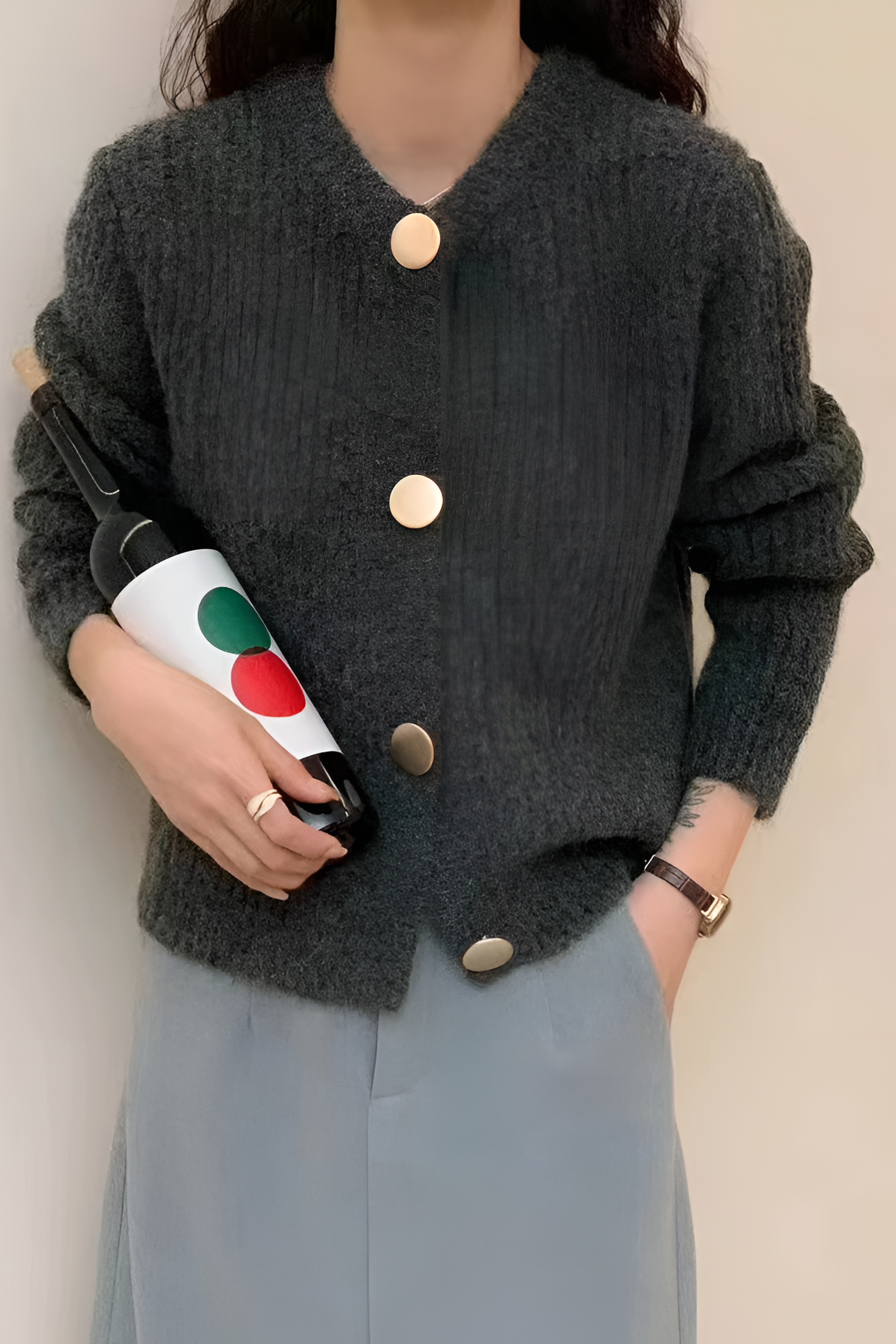 Solid Button Sweater Cardigan Dreamardi