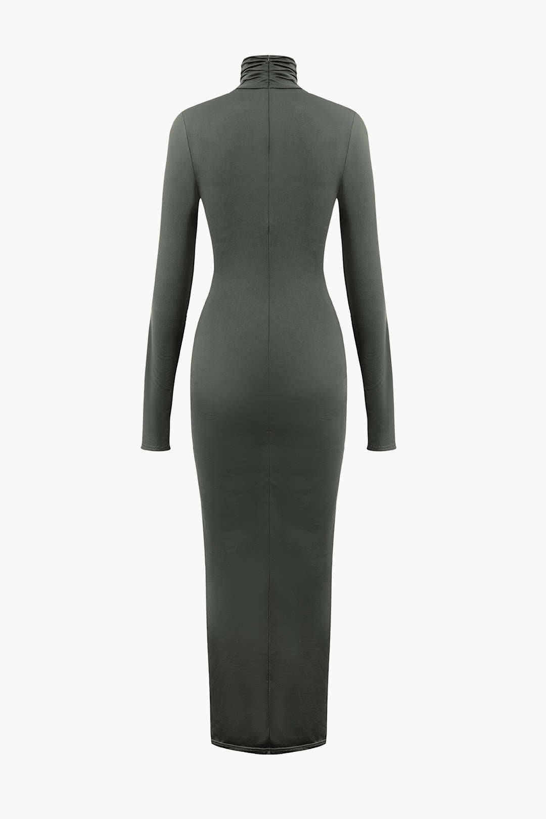 Wrap Ruched High Neck Long Sleeve Maxi Dress Dreamardi