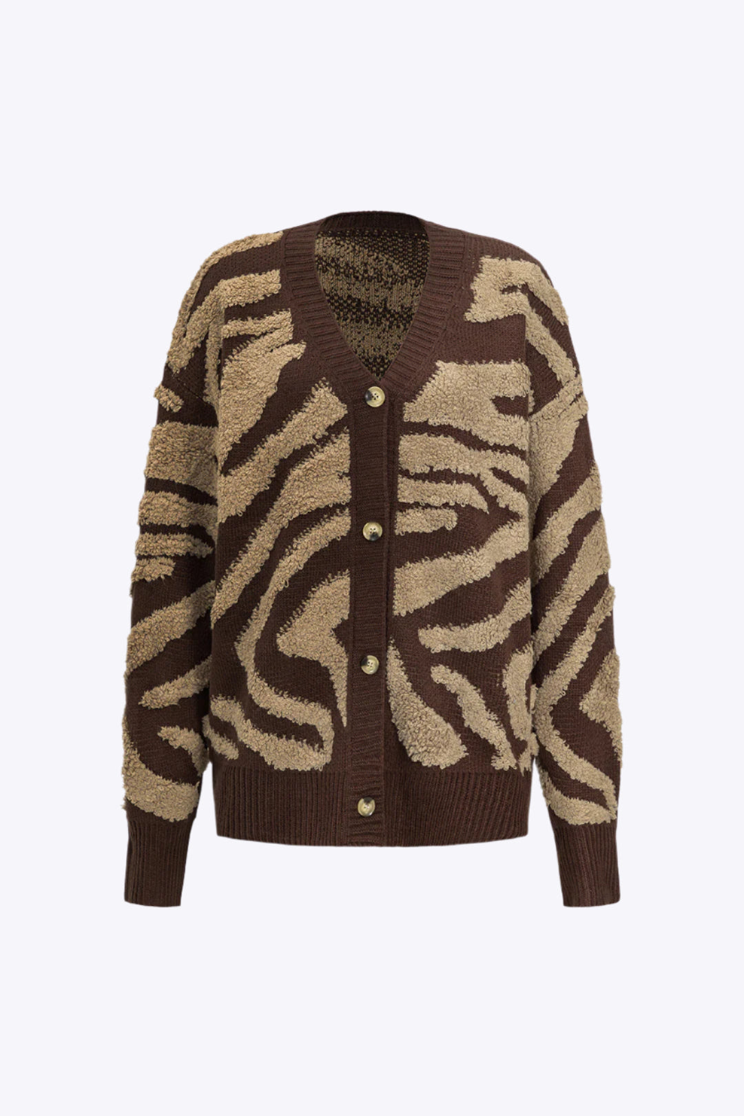 Zebra Stripe Textured Sweater Cardigan Dreamardi