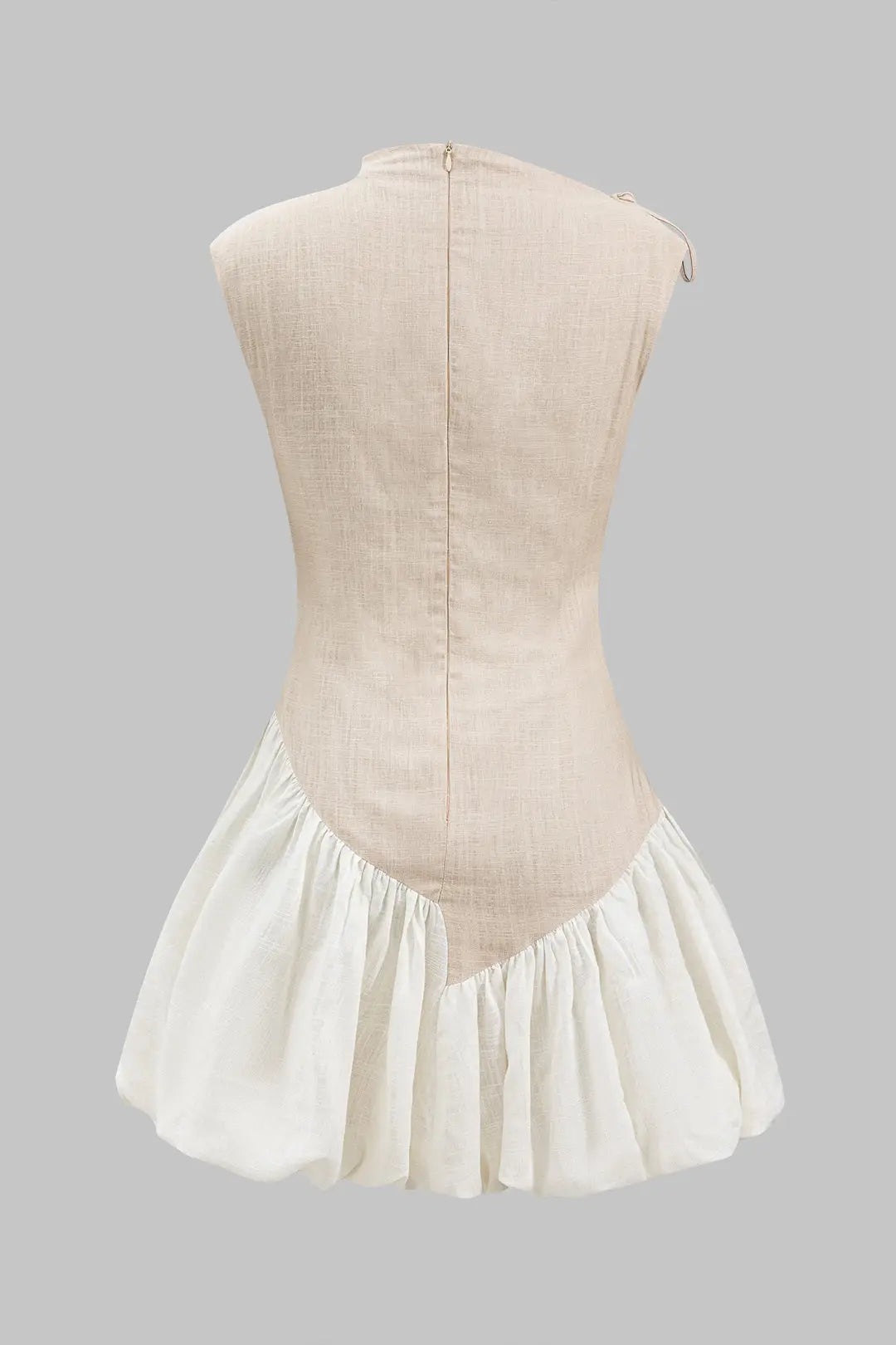 Linen Ruched Tie-Up Sleeveless Mini Dress Dreamardi