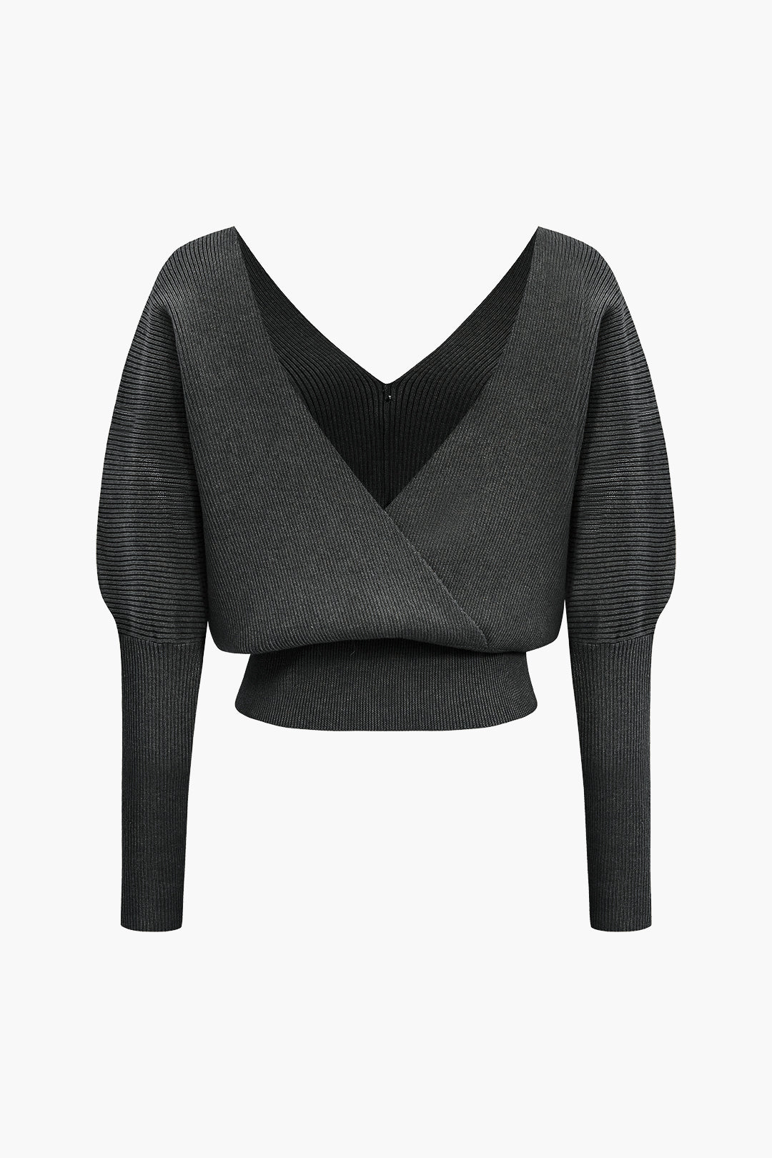 Solid Button V-Neck Sweater Long-Sleeve Top Dreamardi