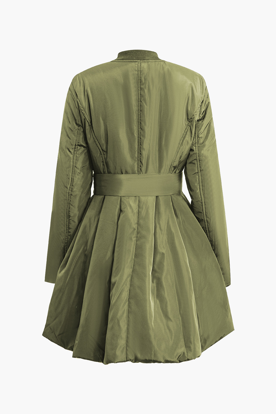 Solid Tie Front V-neck Puffer Dreamardi