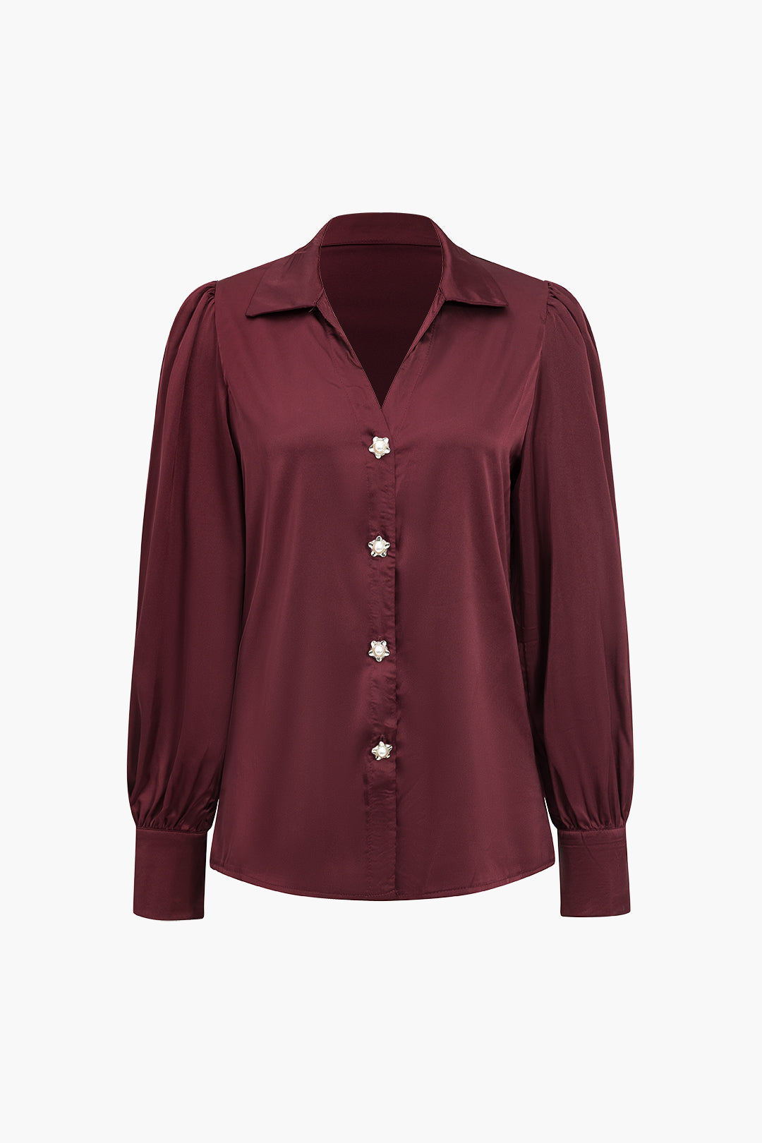 Solid Satin Button Long-Sleeve Shirt Dreamardi