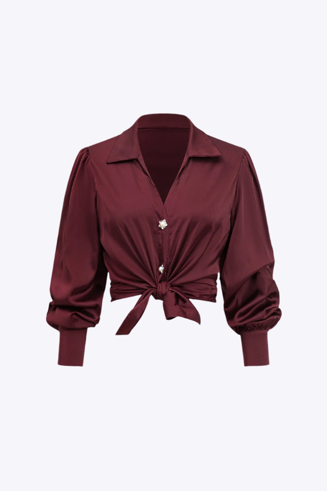 Solid Satin Button Long-Sleeve Shirt Dreamardi