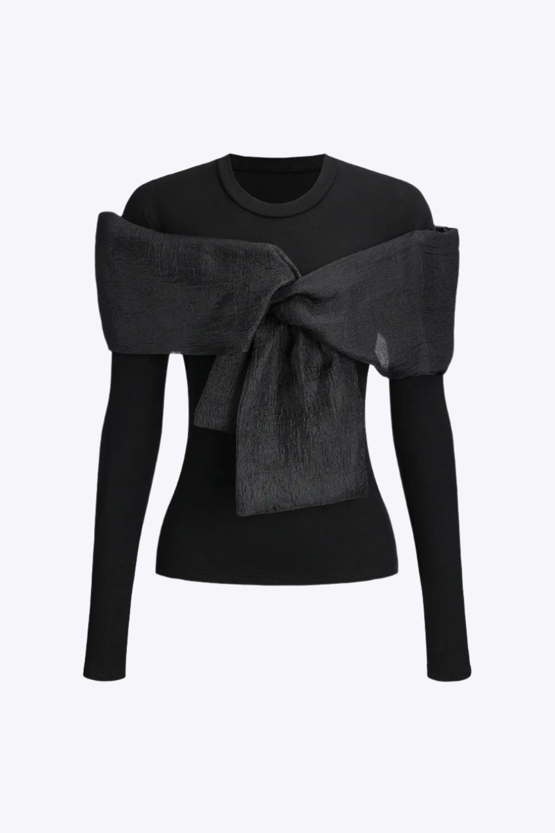 Bow Round Neck Long-Sleeve Top Dreamardi