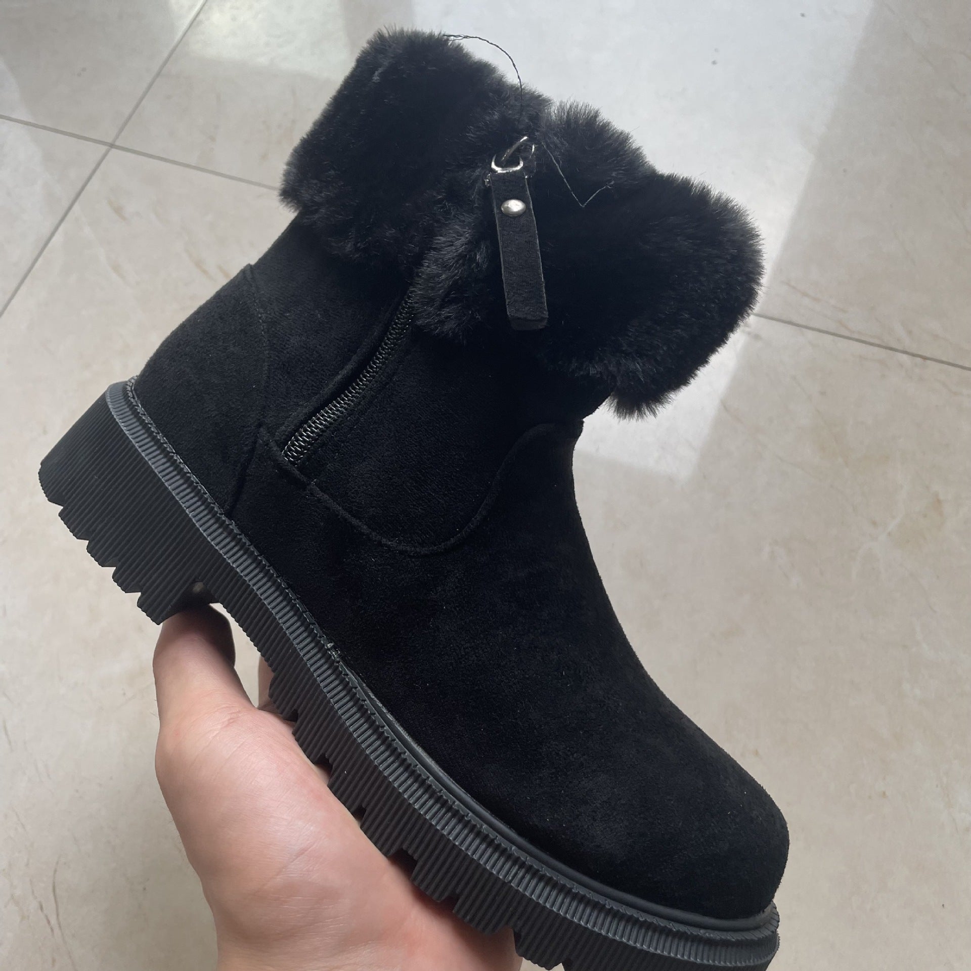 Women's Winter Plush Snow Boots - Side-Zip, Low-Heel Dreamardi