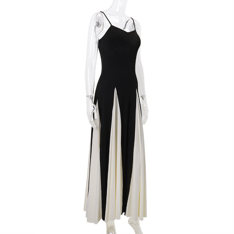 Women's Fashion Color Contrast Sling Dress Dreamardi