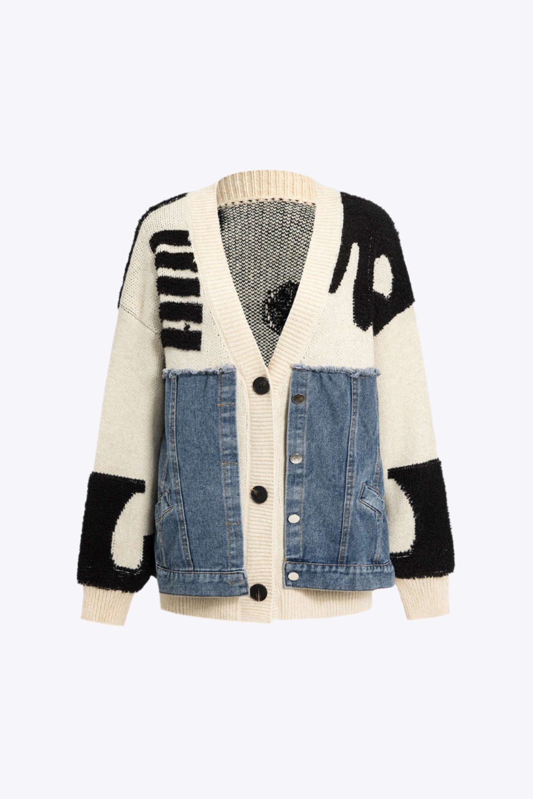 Knit Patchwork Denim Cardigan Dreamardi