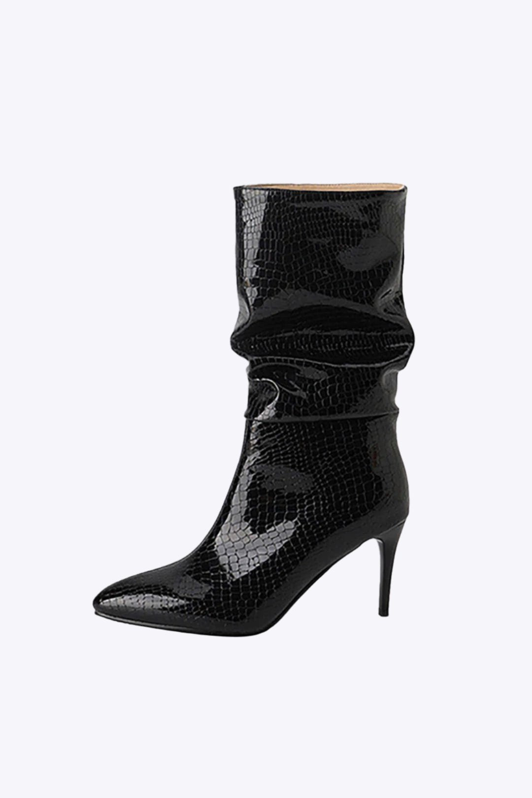 Faux Leather High Heel Pointed Ankle Boots Dreamardi