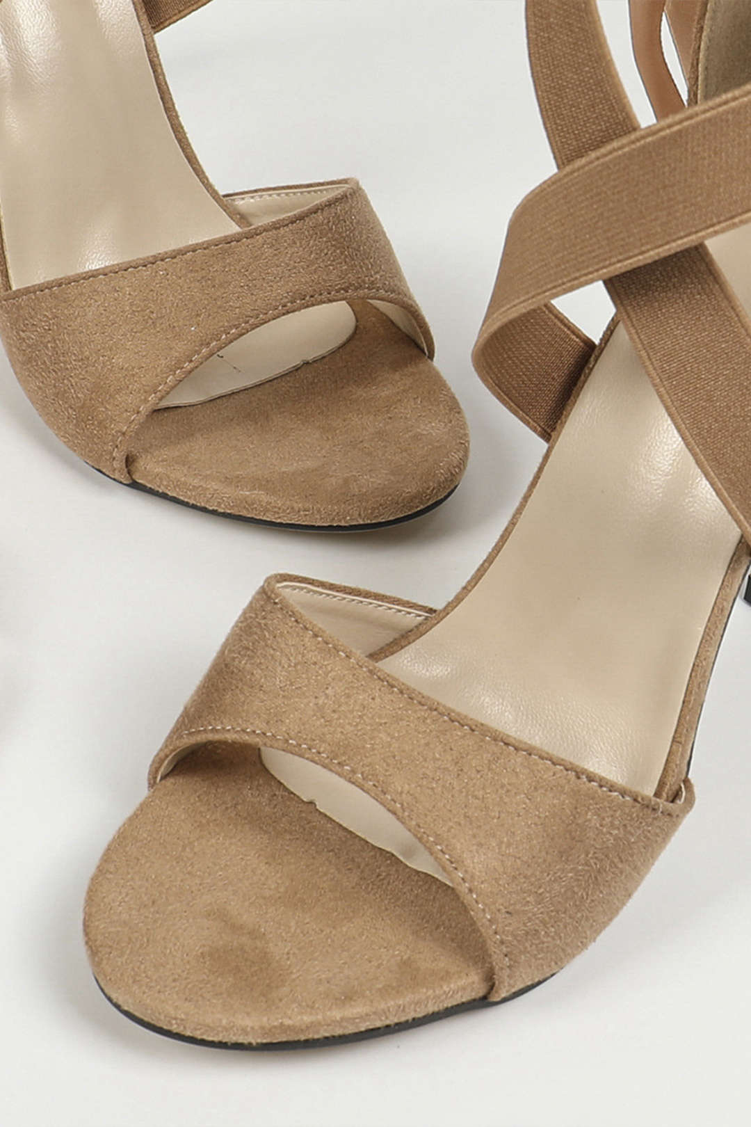 Faux Suede Crossed Tie-Up Heels Dreamardi