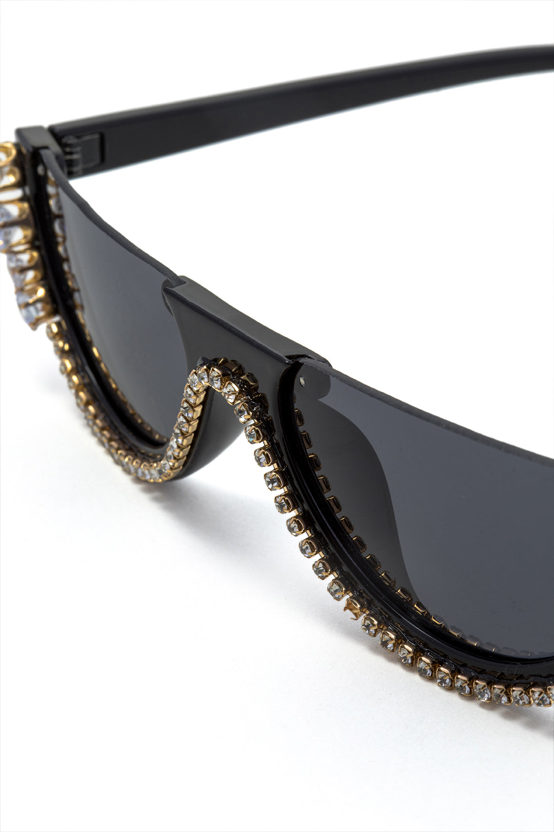 Rhinestone Decor Half Frame Sunglasses Dreamardi