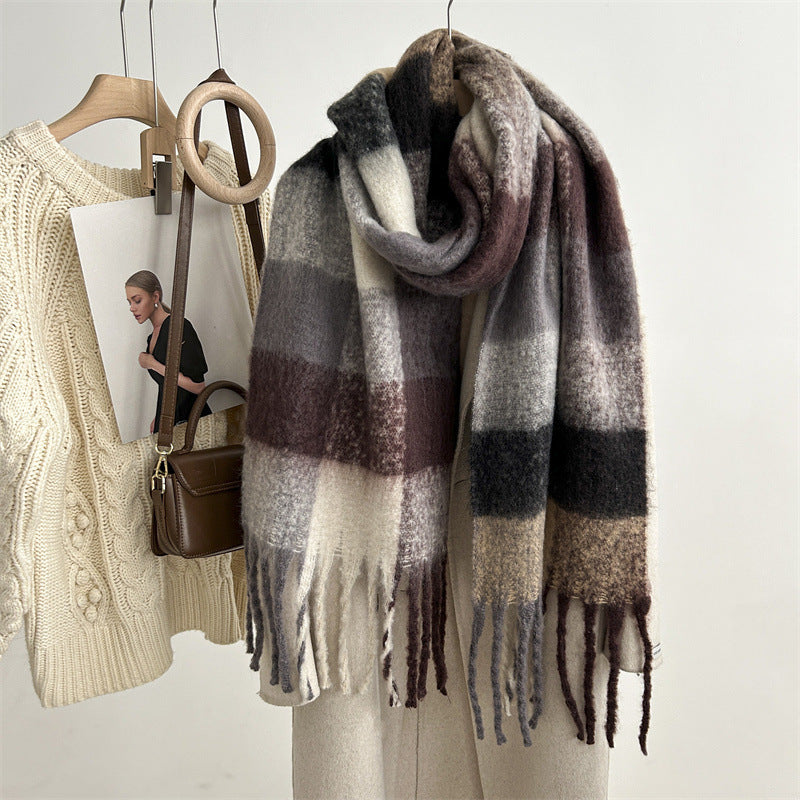 New Mohair Plaid Scarf For Women Dreamardi