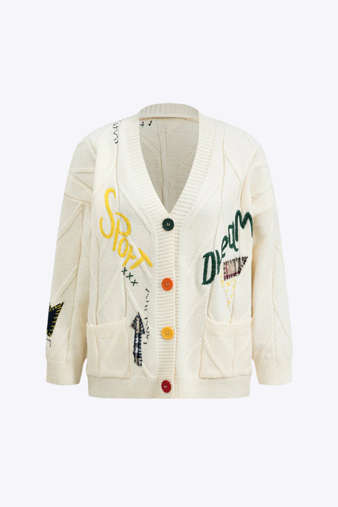 Letter Embroidery Sweater Cardigan Dreamardi