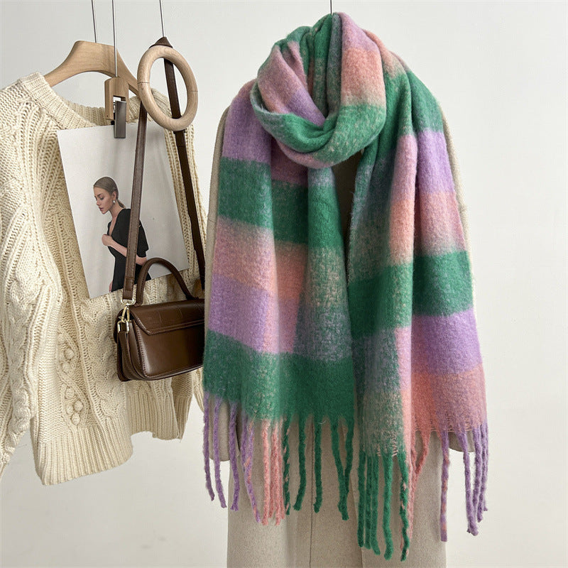 New Mohair Plaid Scarf For Women Dreamardi