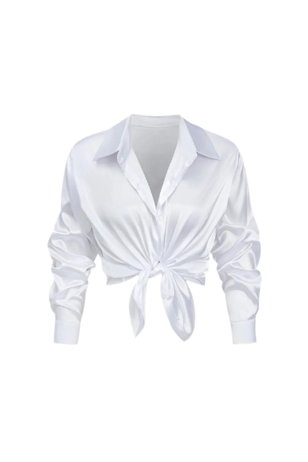 Basic Solid Satin Long-Sleeve Shirt Dreamardi