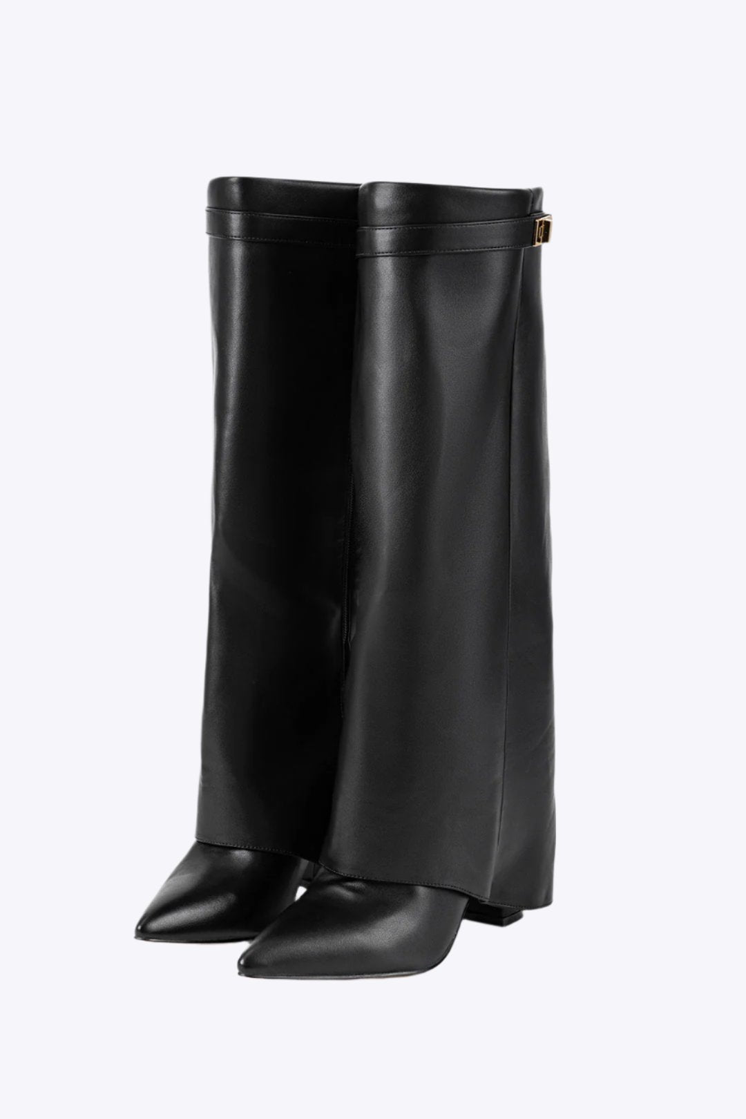 Metal Buckle Pointed Knee High Boots Dreamardi