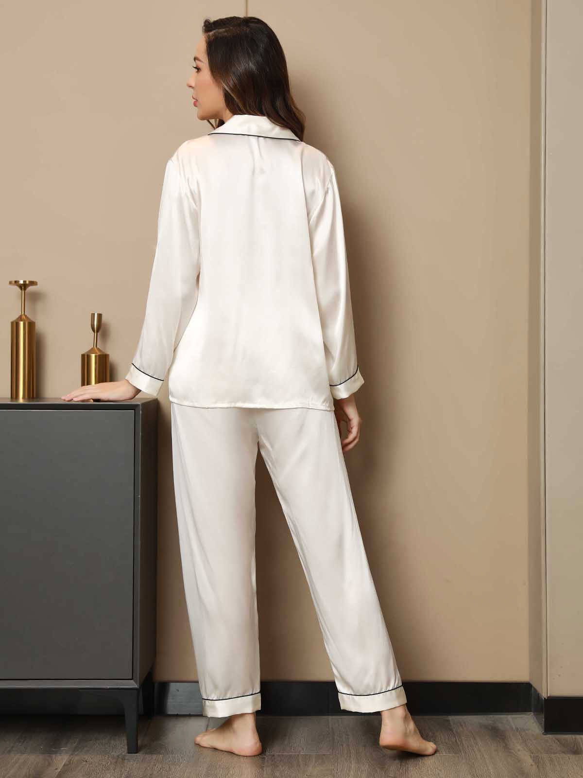 Moerbei Zijde Binding Trim Pyjama Set 2Pcs Dreamardi