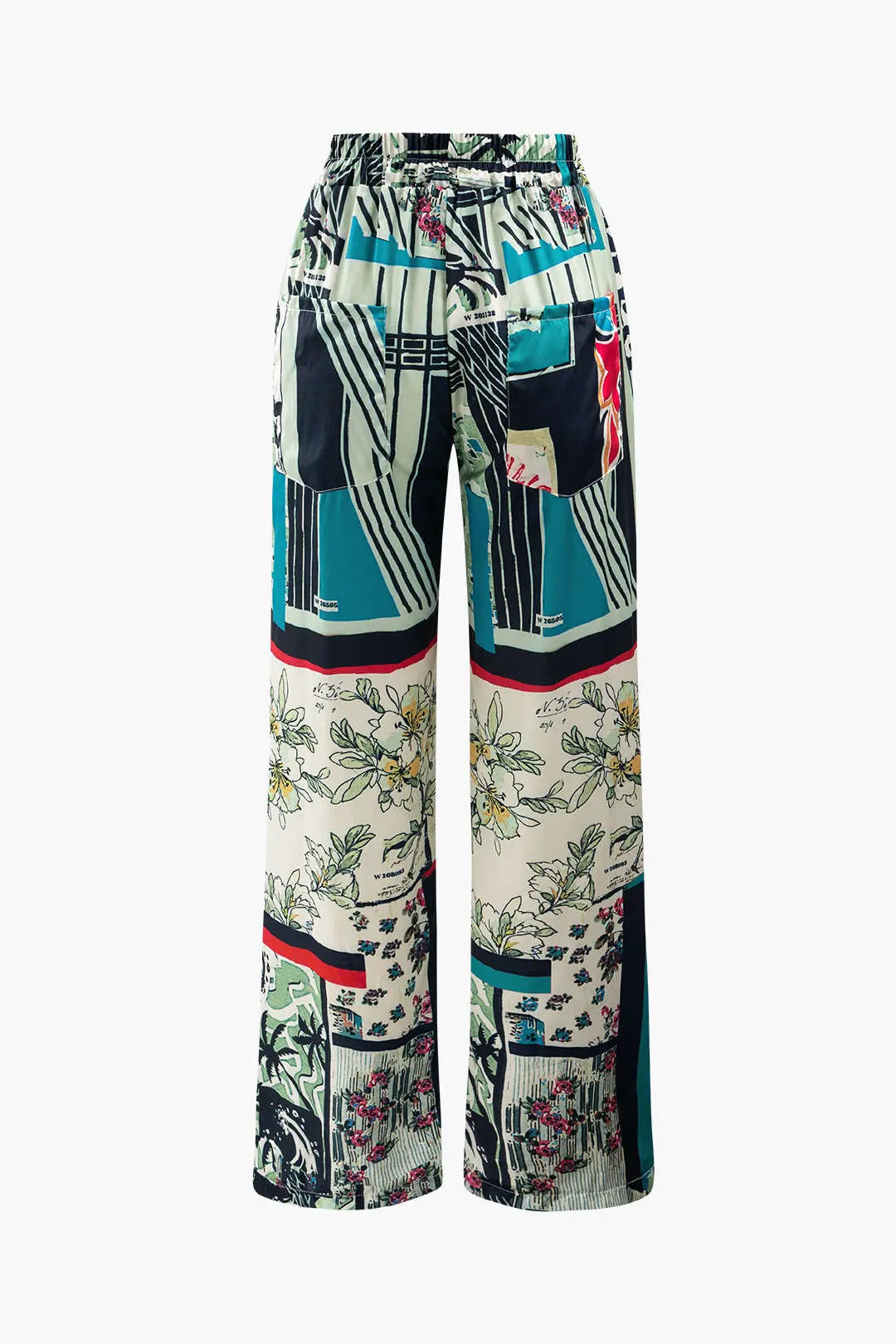 Edith - Chic Floral High Waisted Woman's Straight Leg Pants Dreamardi