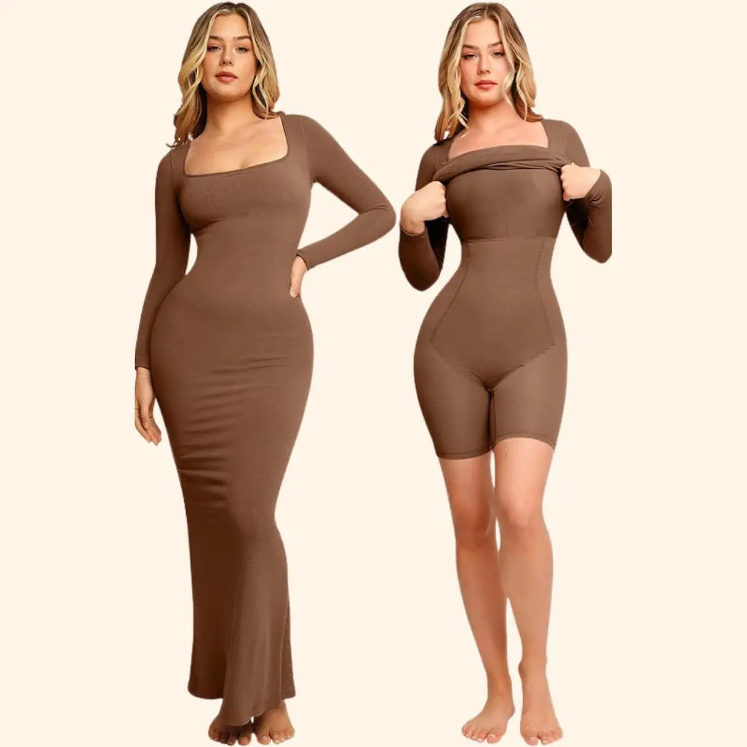 2 in 1 Long sleeve shapewear jurk Dreamardi