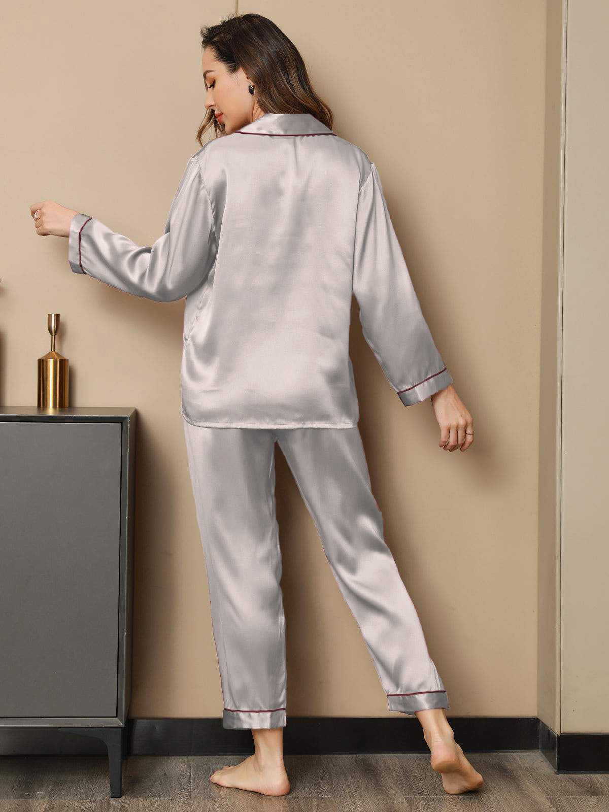 Moerbei Zijde Binding Trim Pyjama Set 2Pcs Dreamardi