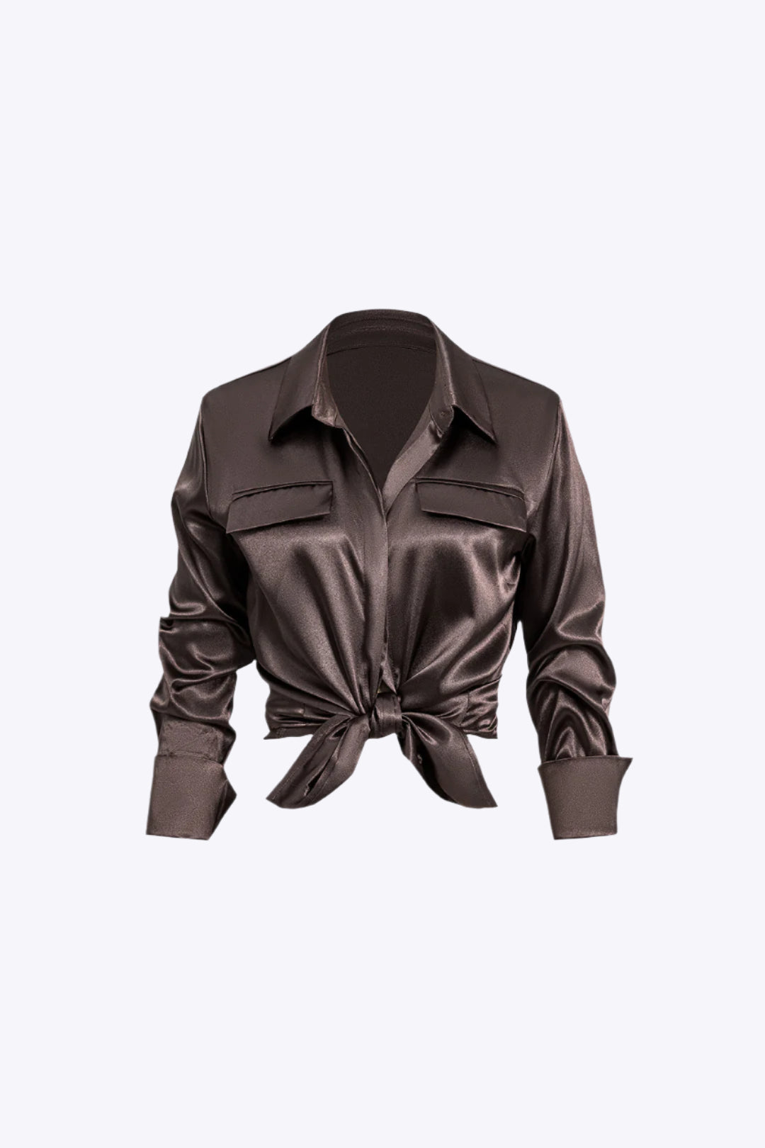 Satin Fake Pocket Long-Sleeve Shirt Dreamardi