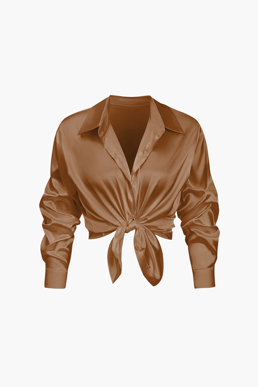 Basic Solid Satin Long-Sleeve Shirt Dreamardi