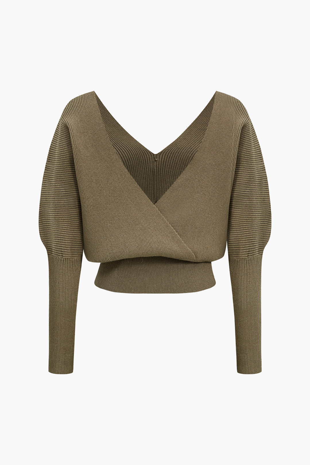 Solid Button V-Neck Sweater Long-Sleeve Top Dreamardi