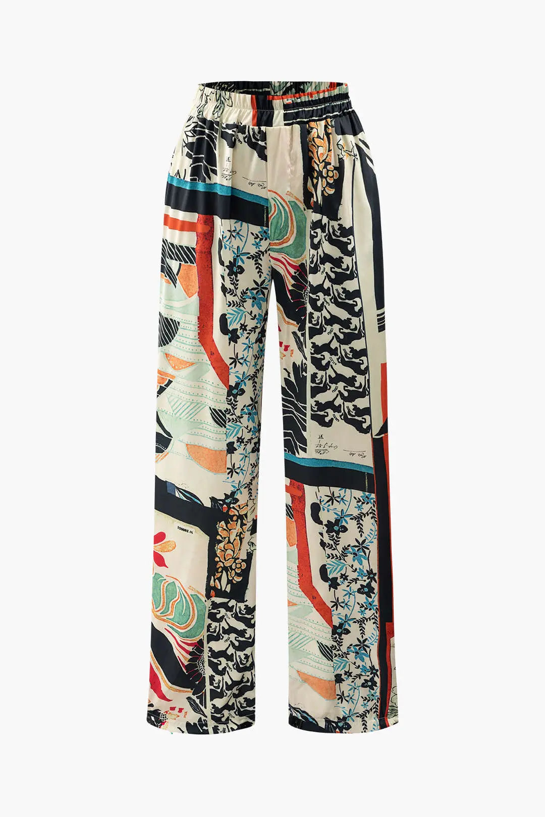 Edith - Chic Floral High Waisted Woman's Straight Leg Pants Dreamardi