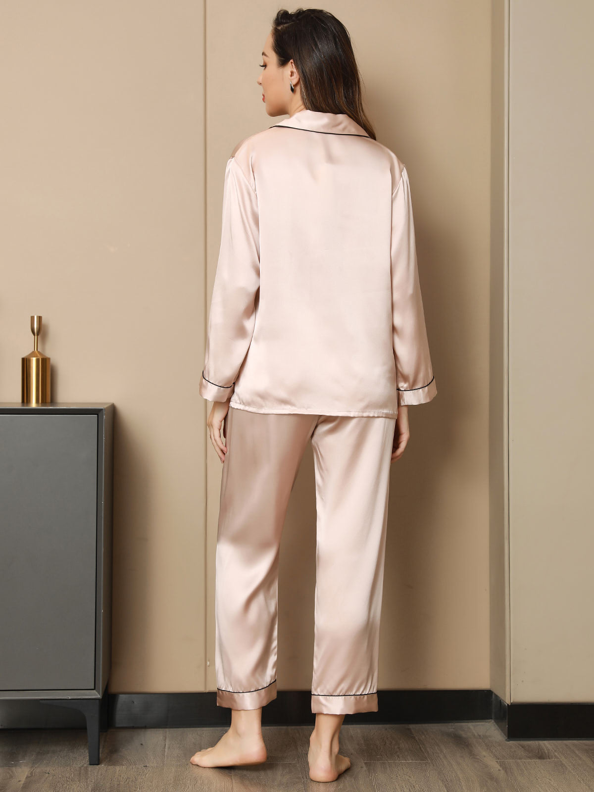 Moerbei Zijde Binding Trim Pyjama Set 2Pcs Dreamardi