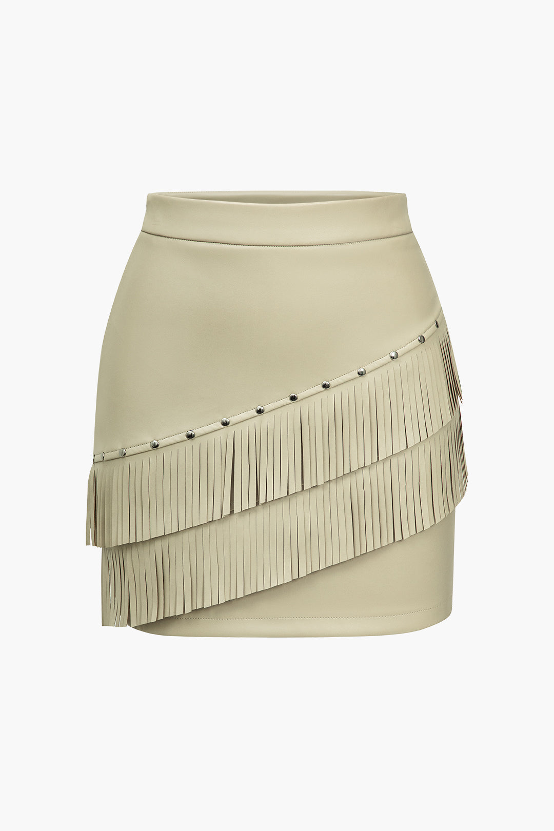 Solid Fringe Studded Skirt Dreamardi