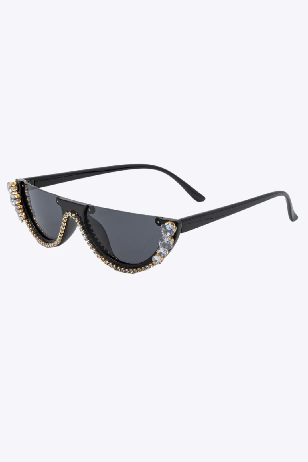 Rhinestone Decor Half Frame Sunglasses Dreamardi