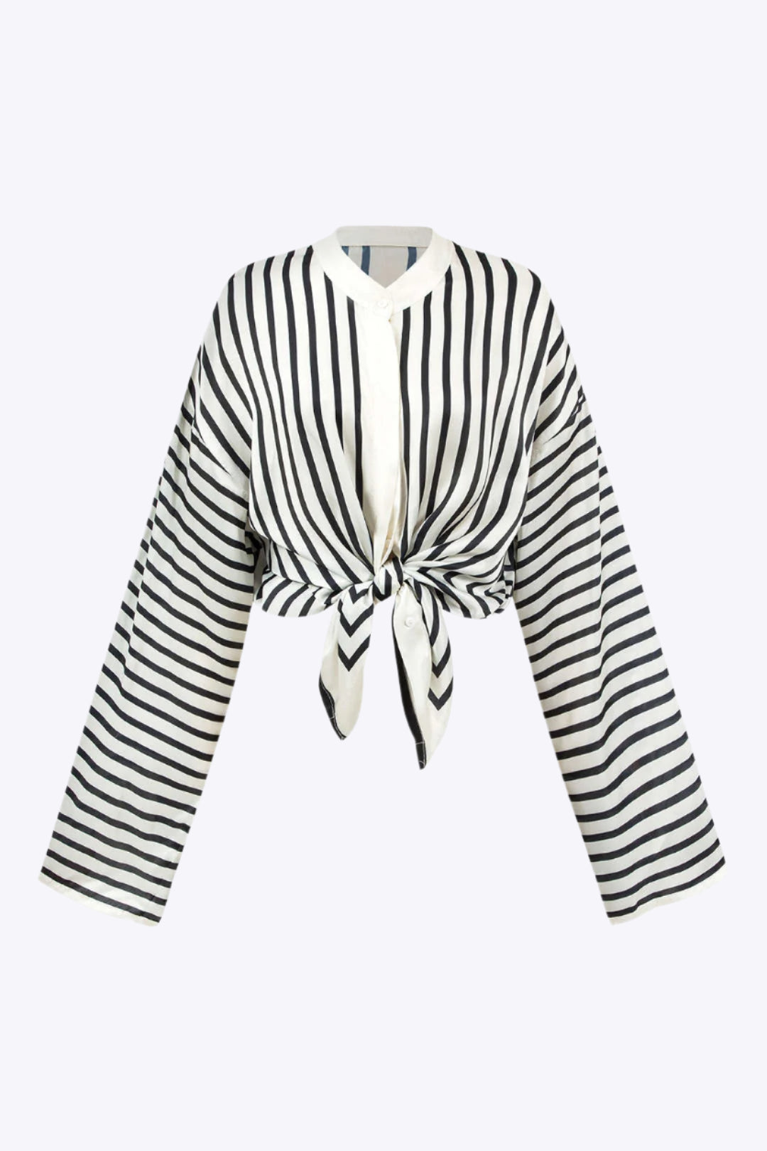 Stripe Print Satin Long-Sleeve Shirt Dreamardi