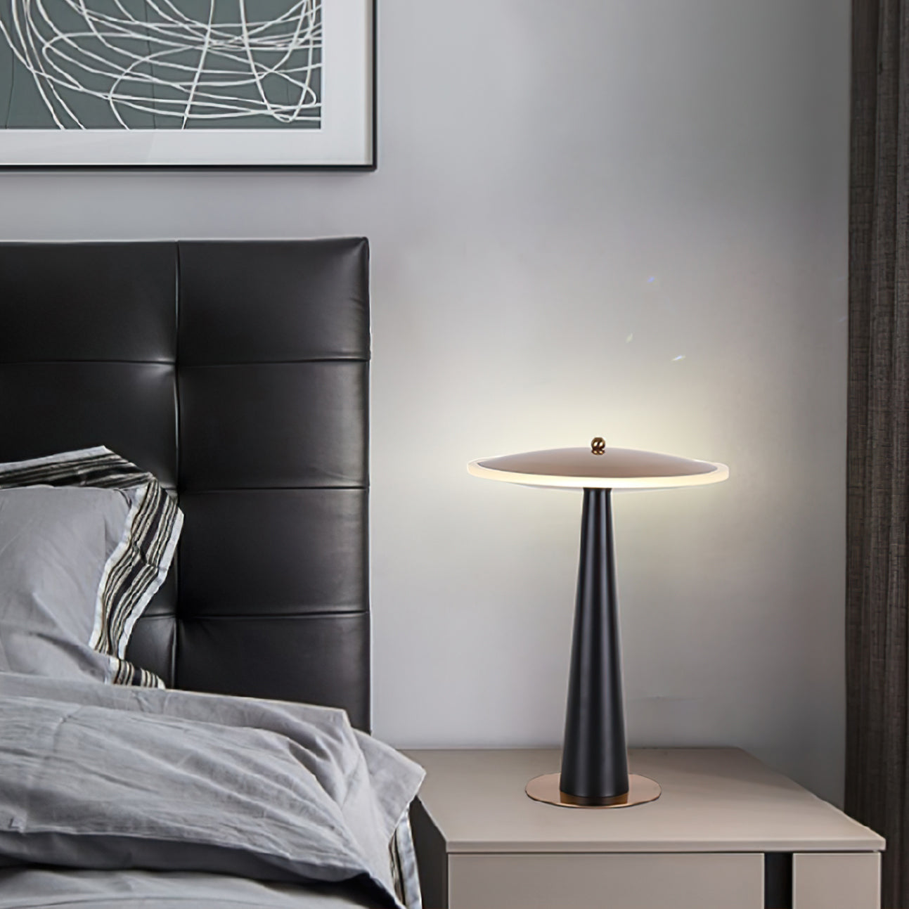 ZenLight - Modern Drum Shape Table Lamp Copper Accent