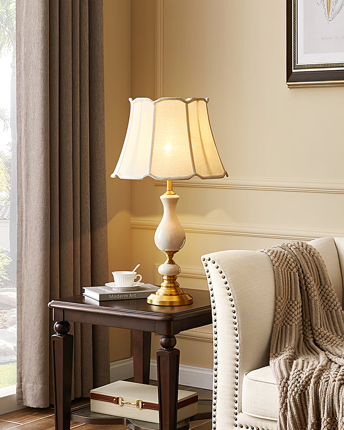 ChicShade - Elegant Brass & Ceramic Table Lamp