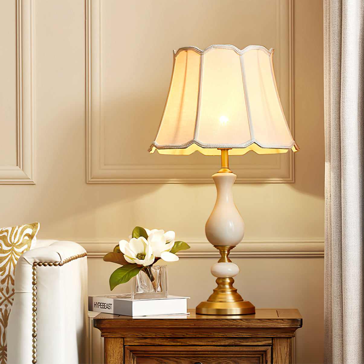 ChicShade - Elegant Brass & Ceramic Table Lamp