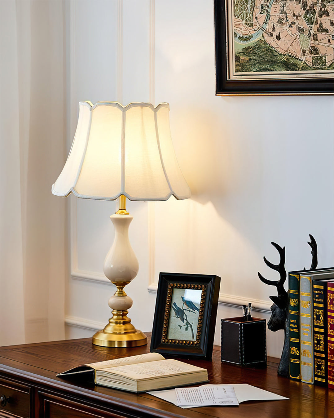 ChicShade - Elegant Brass & Ceramic Table Lamp