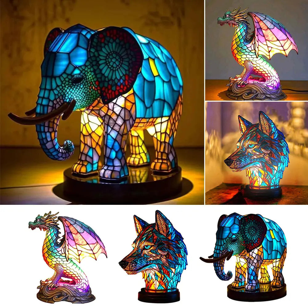 LumeWolf - Elegant 3D Animal-Inspired Glass Lamp