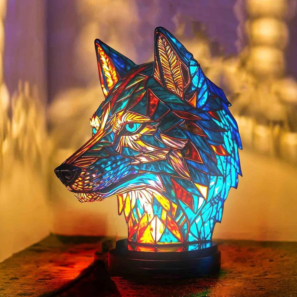 LumeWolf - Elegant 3D Animal-Inspired Glass Lamp