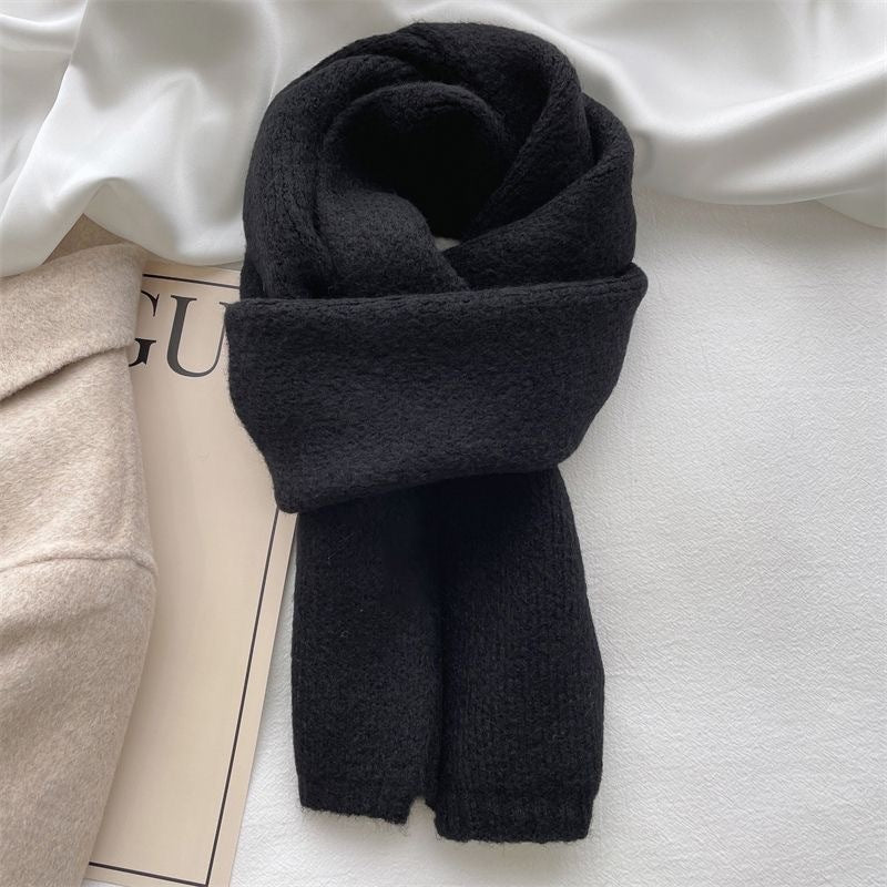 All-match Knitted Scarf For Women Pure Color Warm Keeping Small Scarf Dreamardi