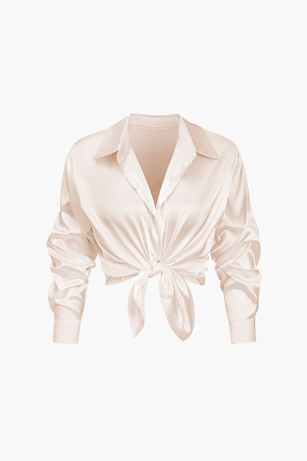 Basic Solid Satin Long-Sleeve Shirt Dreamardi