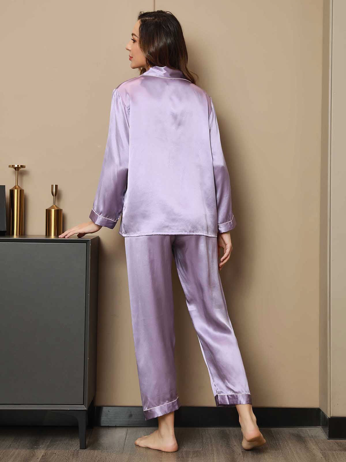 Moerbei Zijde Binding Trim Pyjama Set 2Pcs Dreamardi