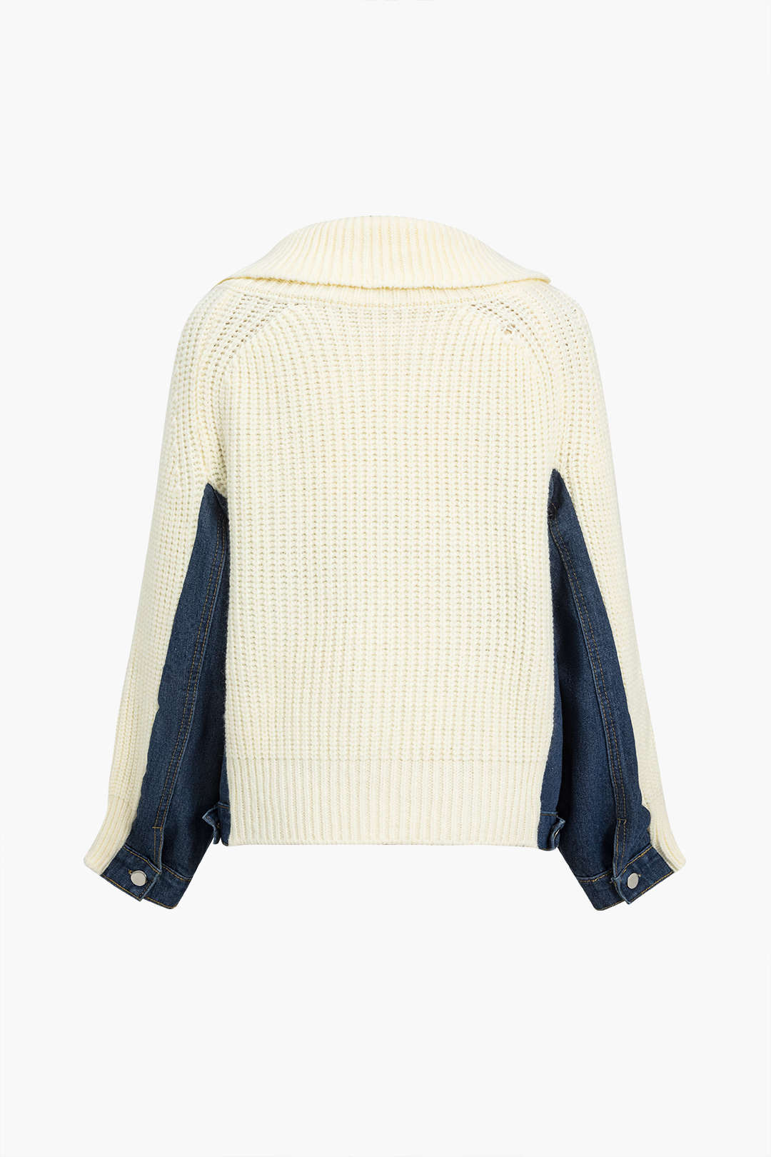 Solid Zipper Detail Patchwork Sweater Cardigan Dreamardi